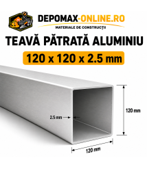 Teava patrata aluminiu 120 x 120 x 2.5 mm, 6 metri (EN AW-6060)